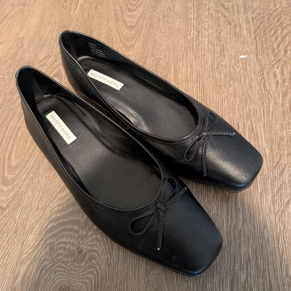 Saks Fifth Avenue Leather Square Toe Flats